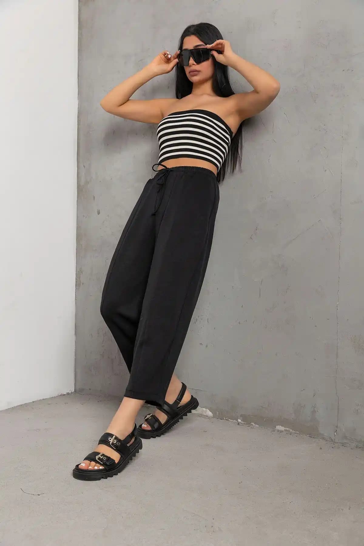 Domoda Siyah Ultra Yüksek Kadın Modal Pantolon Günlük ve Şık Kullanım İçin Uygun