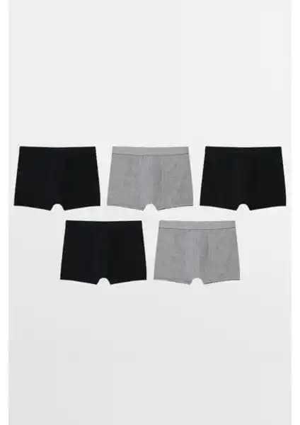 Erkekler İçin Koyu Renkli Pamuklu Likralı Boxer 5'li Paket Konfor ve Şıklık Sunar