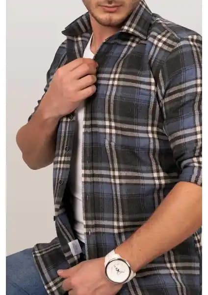 Etikmen Lacivert Beyaz Slimfit Oduncu Erkek Gömlek: Modern ve Şık Tasarımın Öne Çıkan Parçası