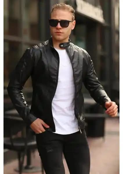 Famoda Erkek Omuz Detaylı Deri Ceket: Günlük Şıklık ve Fonksiyonellik İçin Uygun