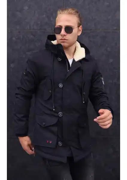 Famoda Erkek Siyah Kapüşonlu Suni Kürk Astarlı Su Geçirmez Kalın Kaban İnceleme ve Kullanıcı Yorumları