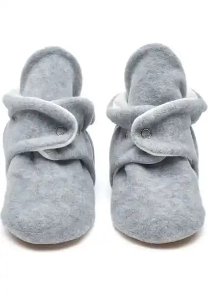 First Step Kaydırmaz Tabanlı Pamuk Astarlı Çıtçıtlı Gri Panduf Çocuklar İçin Güvenli ve Konforlu Tasarım