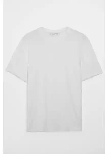 Grimelange Solo Erkek %100 Organik Pamuklu Beyaz T-shirt Günlük Şıklık ve Konfor Sunar