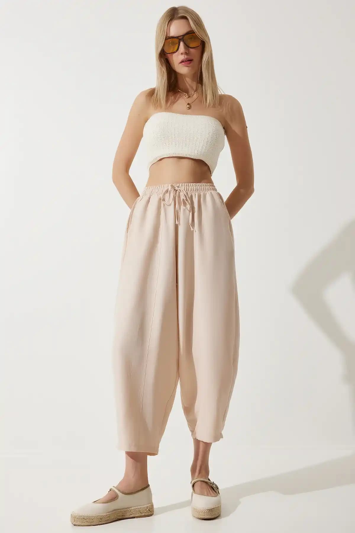 Happiness İstanbul Kadın Krem Cepli Keten Viskon Şalvar Pantolon Özellikleri ve Kullanım İpuçları