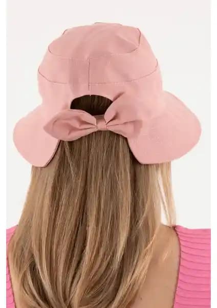 Hat Town Fiyonk Detaylı Keten Bucket Şapka: Modern ve Şık Kadın Güneş Koruyucu Aksesuarı