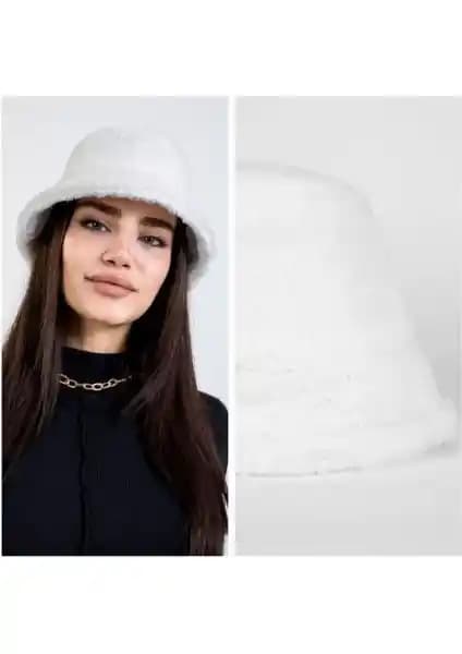 Kadınlar İçin Sıcak ve Şık Tavşan Tüyü Peluş Bucket Şapka Modası