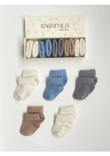 Karamila 5'li Erkek Bebek Çorap Seti Doğal ve Yüksek Kaliteli Malzemelerle Konfor Sağlar