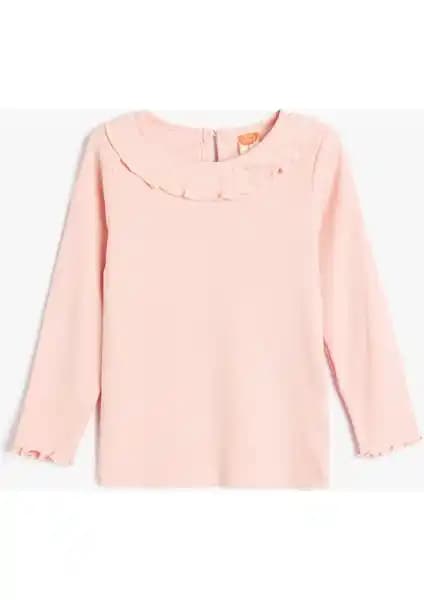 Koton Çocuklar İçin Şık ve Rahat Fırfırlı Bisiklet Yaka Uzun Kollu Tişört