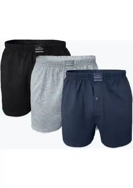 Malabadi Erkek Siyah Gri Füme 3’lü Boxer Seti - Yüksek Konfor ve Şıklık