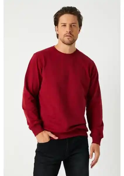 Mmetalic Erkek Bordo Bisiklet Yaka Sweatshirt: Günlük Şıklık ve Konfor Sunan Modern Tasarım