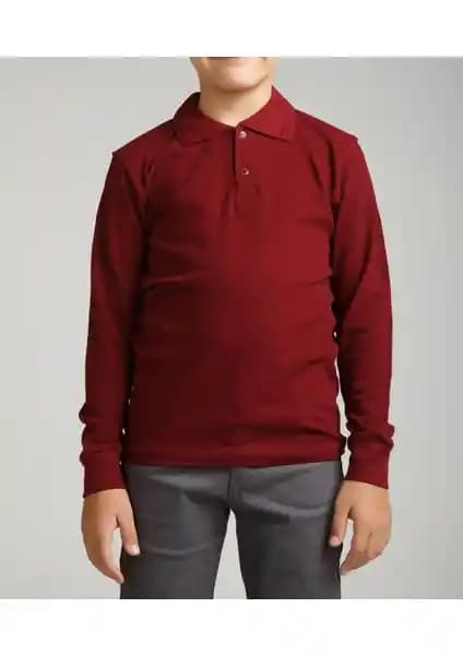 Nacar Çarşı Çocuk Polo Yaka Uzun Kollu Bordo T-Shirt Kalite ve Şıklığın Buluşması