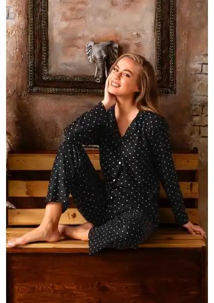 Nisanca Kışlık Ekose Desen Yılbaşı Temalı Kadın Süet Pijama Takımı