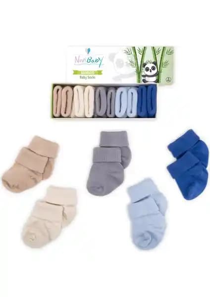 Novibaby 5'li Bambu Yenidoğan Bebek Çorapları Doğal ve Hassas Ciltler İçin Uygun