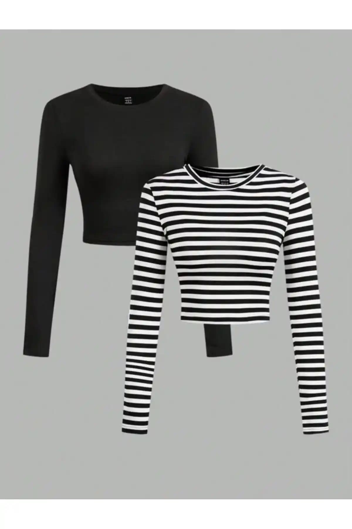 Öz Pamuk Kadın 2'li Fitilli Crop Bluz: Modern ve Şık Günlük Giyim Seçeneği