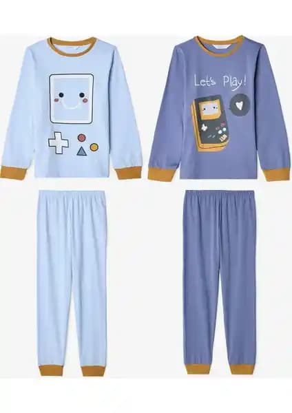 Penti Erkek Çocuk Let's Play Oyun Desenli Pamuklu Uzun Kollu 2'li Pijama Takımı