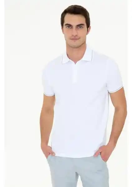 Pierre Cardin Erkek Beyaz Slim Fit Polo Yaka Tişört Günlük ve Şık Kullanım İçin