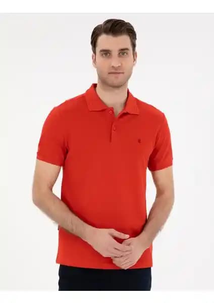 Pierre Cardin Erkek Kırmızı Slim Fit Polo Yaka Basic Tişört Günlük Şıklık ve Konfor İçin