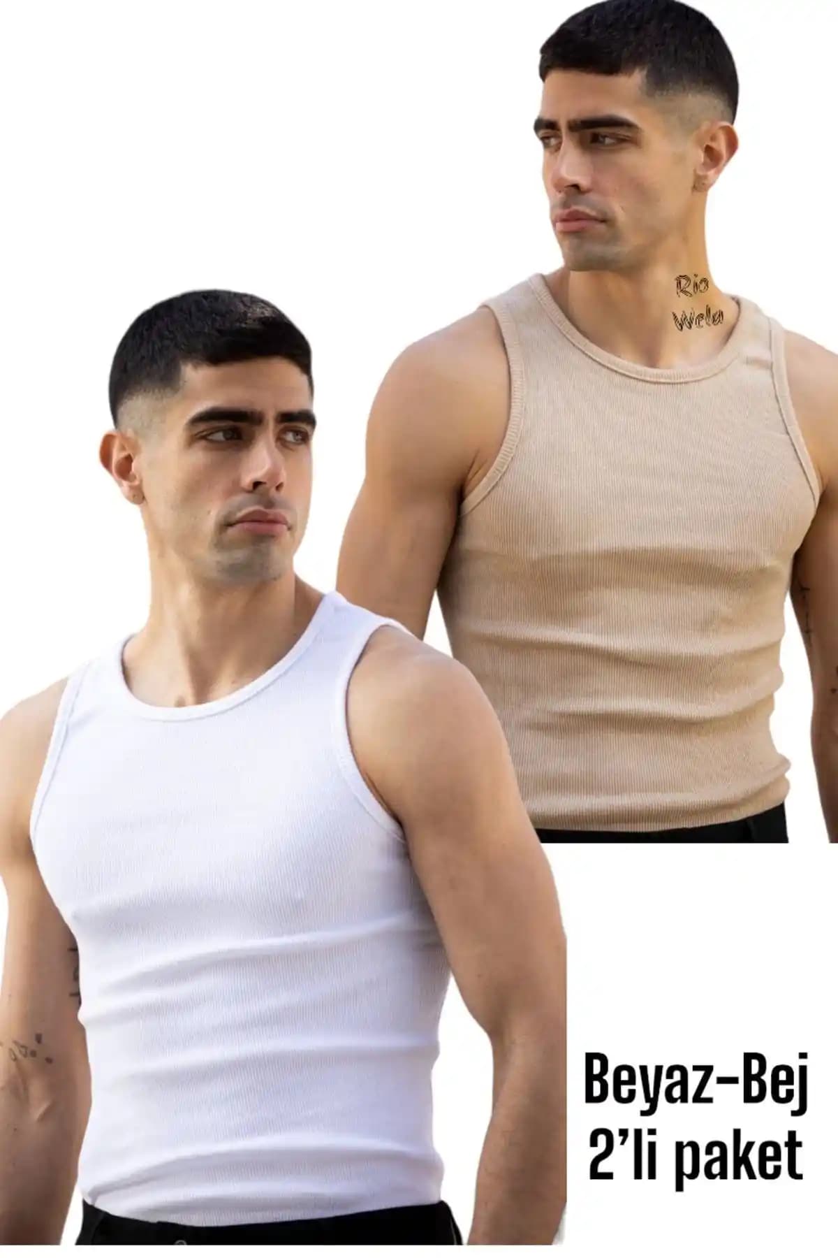 Riowela Erkek Halter Yaka Sporcu Likralı Atlet Modern ve Konforlu Tasarım