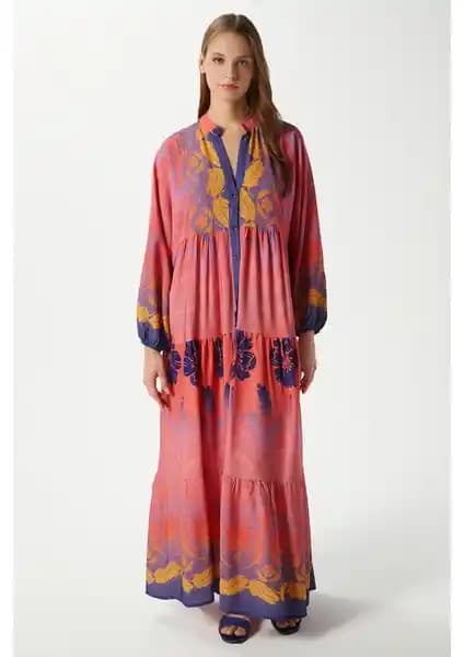 Ritnice Clara Pembe Uzun Viskon Kadın Elbisesi Modern ve Rahat Tasarım Özellikleriyle