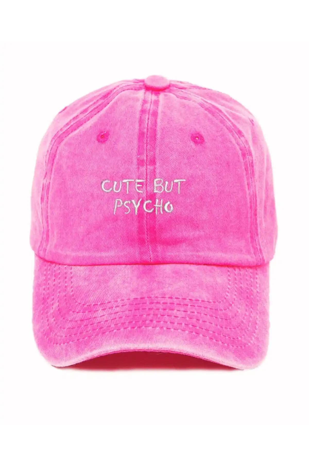ŞapkaMania Cute But Psycho Yıkamalı Beyzbol Kep: Şık ve Pratik Günlük Kullanım Aksesuarı