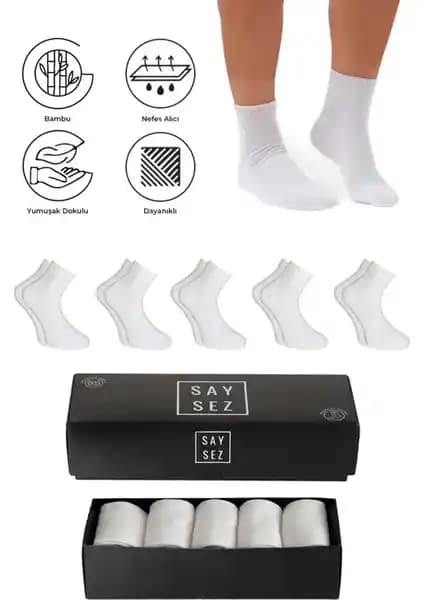 Saysez Bambu Erkek Yarım Konç Düz Beyaz Çorap: Konfor ve Şıklık Sunan Doğal Malzeme Ürünü
