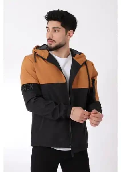 Stil Kombin Black Parçalı Kapşonlu Mont Erkekler İçin Modern ve Şık Mevsimlik Dış Giyim
