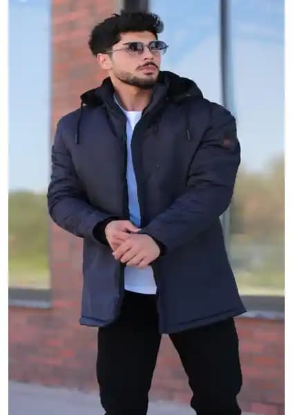 Stil Kombin Erkekler İçin Su Geçirmez Kürklü Astarlı Kış Montu Günlük Kullanım İçin