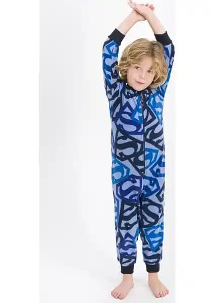 Superman Lisanslı Lacivert Erkek Çocuk Polar Tulum: Sıcak ve Rahat Kış Giyim Seçeneği
