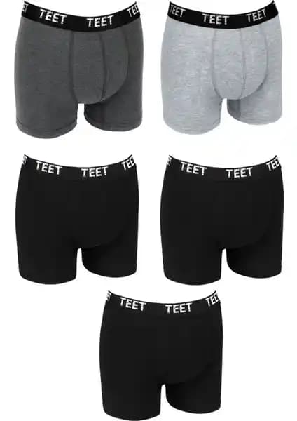 TEET Erkek Boxer Pamuklu Desenli Deluxe 5'li Set: Konfor ve Şıklığın Birleşimi