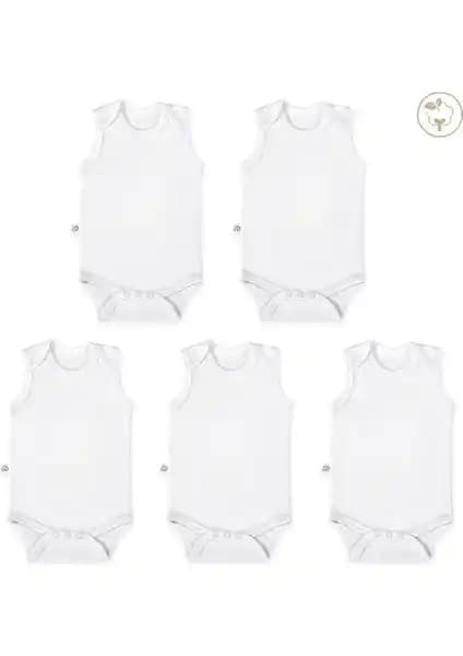 Tiny Lamb Beyaz Renk Bodysuit Kolsuz 5'li Set: Yüksek Kalite ve Konfor Sunan Bebek Giyim