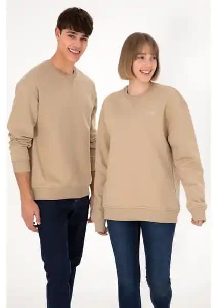 U.S. Polo Assn. Erkek Kum Renkli Şardonlu Bisiklet Yaka Sweatshirt Günlük Kullanım İçin