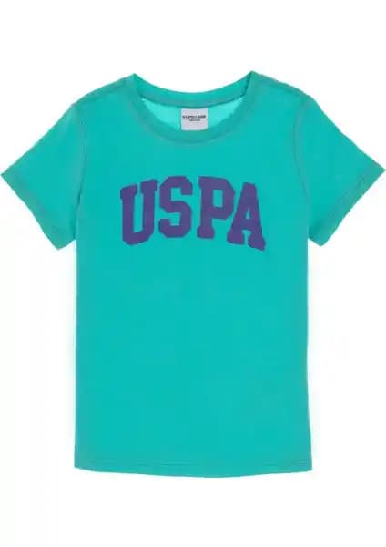 U.S. Polo Assn. Kız Çocuk Mint Yeşili Pamuklu Simli Tişört Günlük ve Şık Kullanım İçin