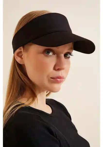 Unisex UV Koruyucu Vizör Şapka Siyah Güneşten Koruyan Şık Tasarım