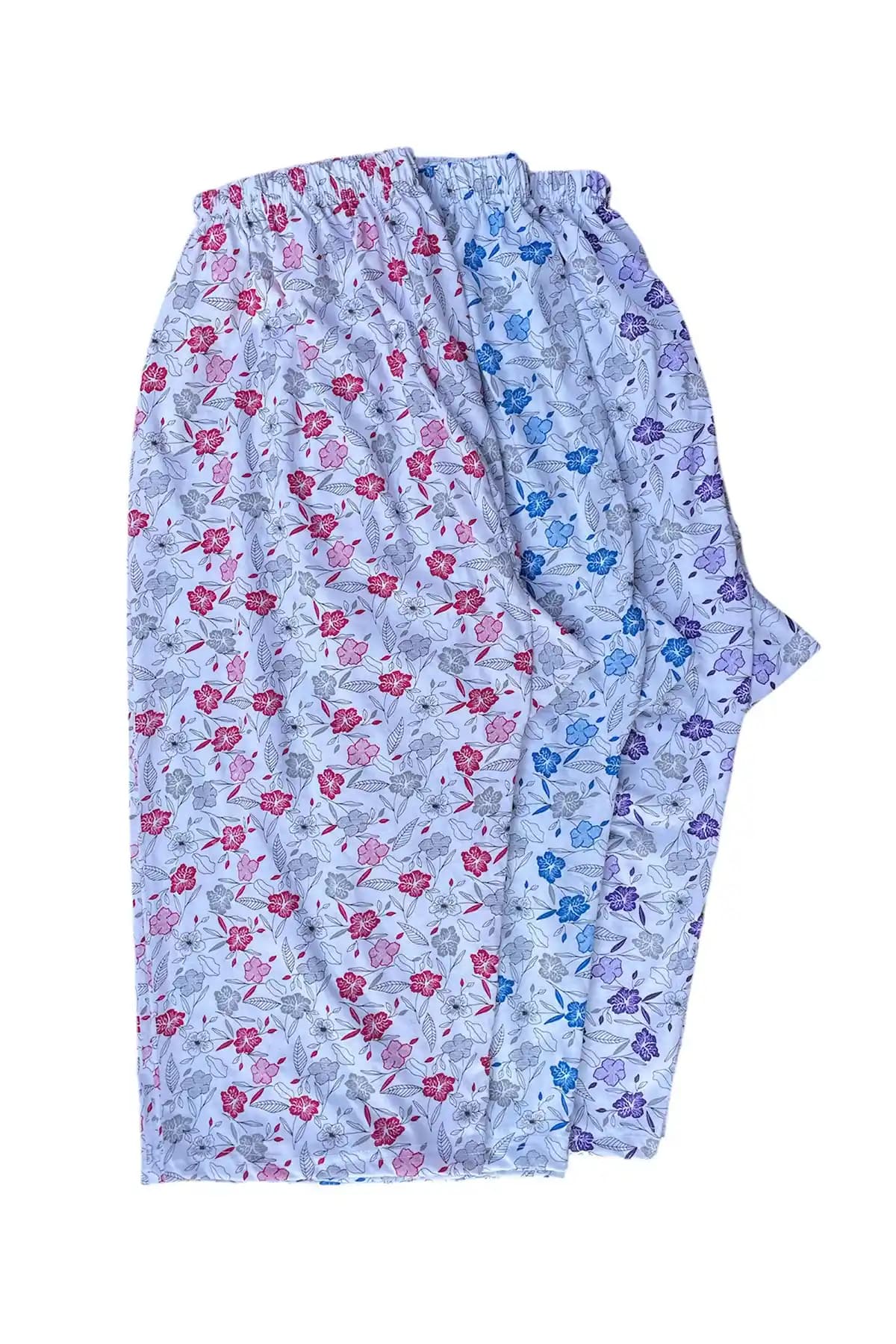 Urumbay 3'lü Büyük Beden Ağlı Kadın Penye Diz Altı Desenli Kapri Günlük Rahatlık ve Şıklık