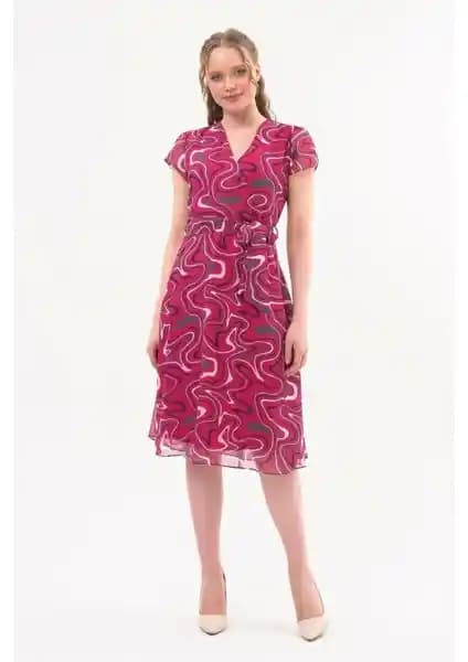 Apsen Kadın Şifon Elbiseleri Karşılaştırması: Fuşya ve Saks Renk Seçenekleri