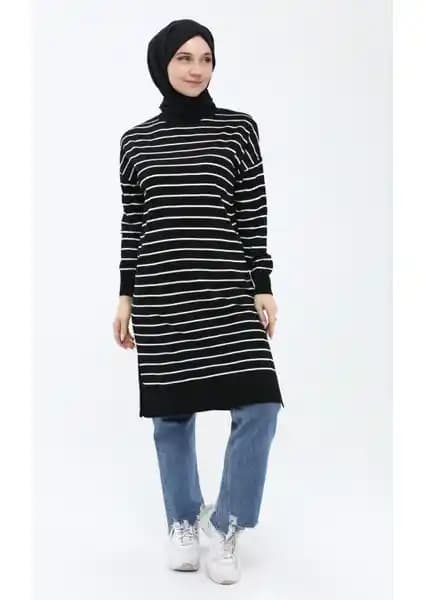 İlmek Kadın Çizgili Uzun Triko Tunik ve İmaj Butik KOYU FUŞYA Salaş Triko Tunik Karşılaştırması
