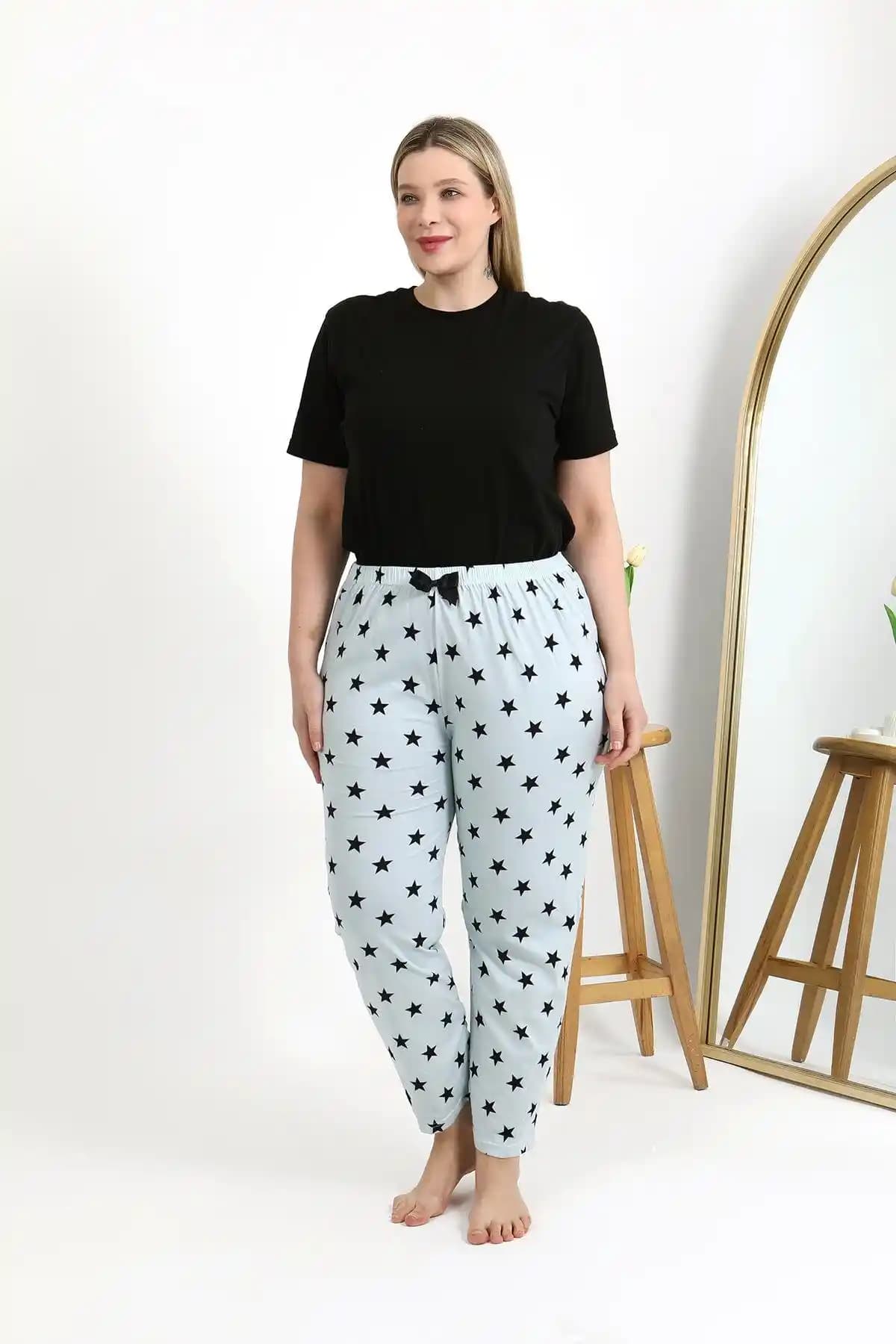 Akbeniz Kadın Pamuklu Büyük Beden Alt Pijama Rahat ve Şık Tasarım