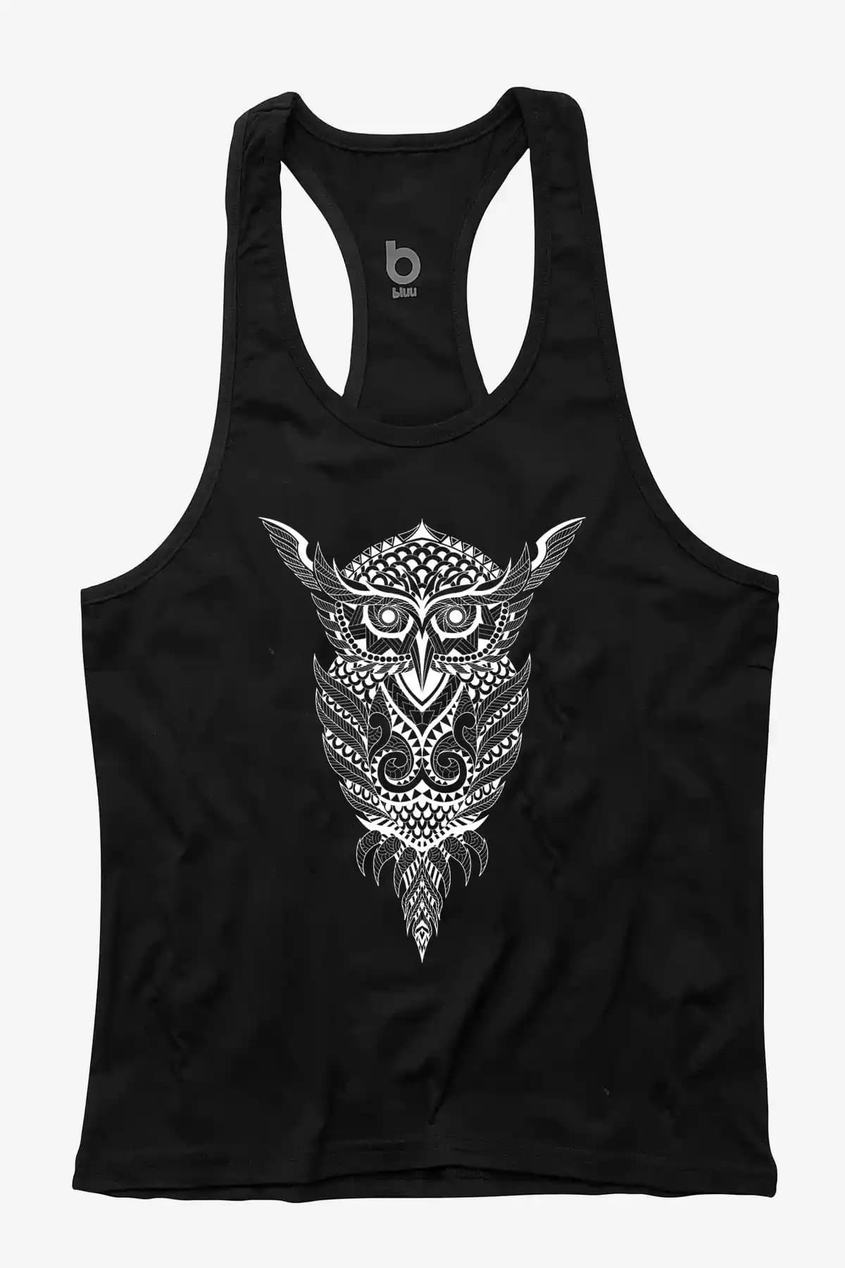 BLUU Owl Fitness Sporcu Atlet: Nefes Alabilir Pamuklu Askılı Spor Tank Topu
