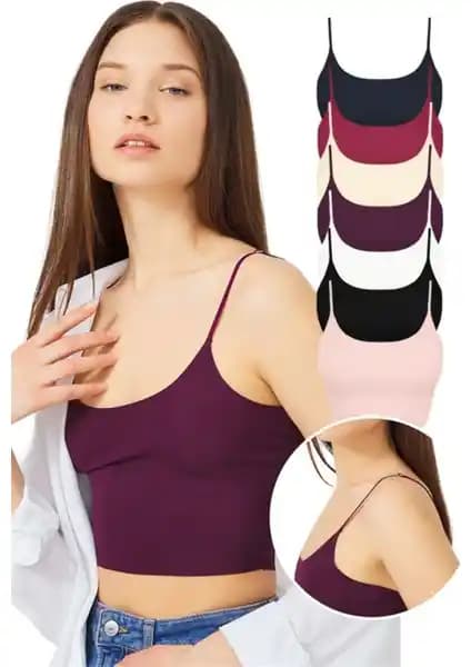 Cottonhill Ayarlanabilir İnce Askılı Lazer Kesim Crop Büstiyer Kadınlar İçin Şık ve Konforlu Tasarım