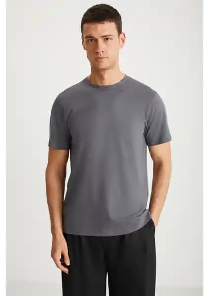 Grimelange Mıchel Erkek Slim Fit Dar Kesim Organik Pamuk T-shirt Günlük Kullanım İçin