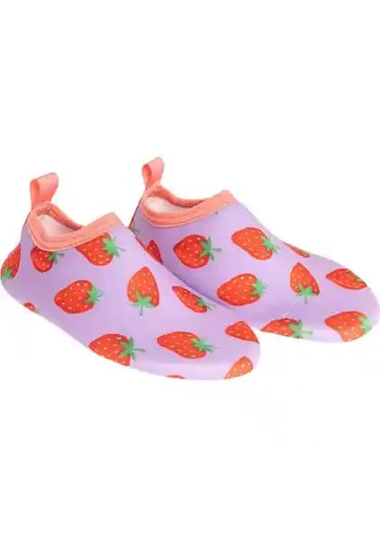HelloBaby Kız Bebek Deniz Ayakkabısı Mor Desenli Rahat ve Şık Yaz Ayakkabısı