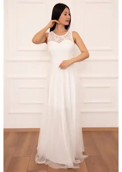 Kalopya Metiy 3380-4 Dantel ve Şifon Elbise: Zarif ve Modern Abiye Seçeneği