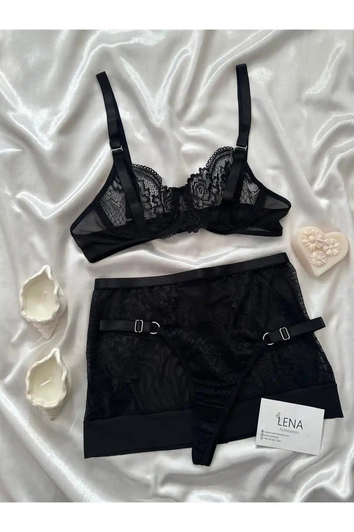 Lena Homewears Kadın Katty Fantazi Tül Bralet Takımı Şıklık ve Konforun Buluştuğu Tasarım