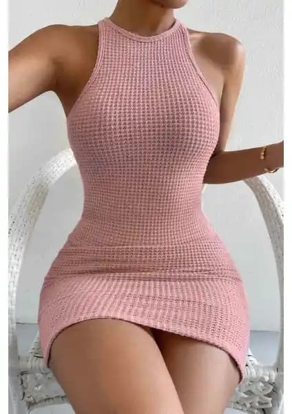 Merry See Vücuda Oturan Diz Üstü Mini Örme Elbise Günlük Şıklık ve Konfor Sunar