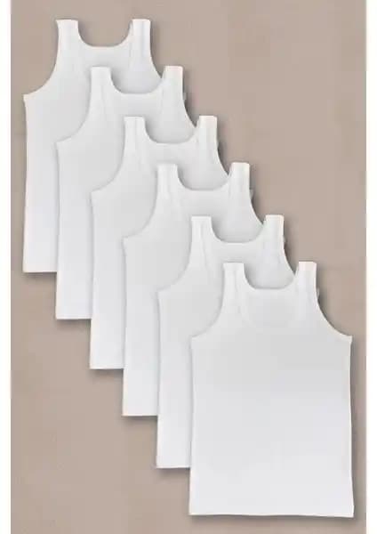 Mostess Beyaz Erkek Çocuk Penye Atlet 6'lı Paket Yüksek Kalite ve Konfor Sağlar