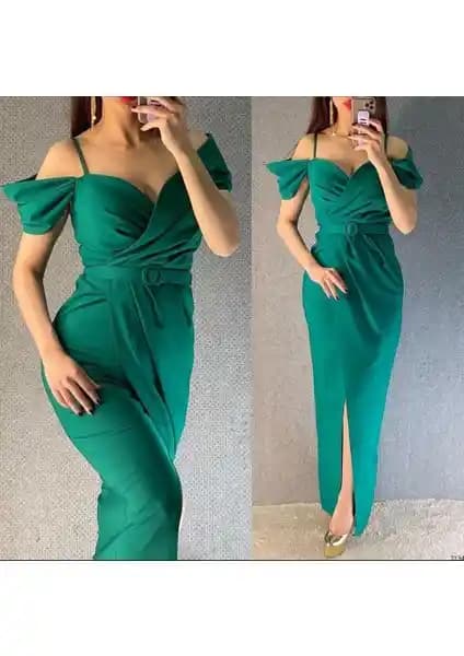 Rengamoda Omuz Detaylı Kemerli Abiye Elbise: Şıklık ve Konforun Modern Tasarımı