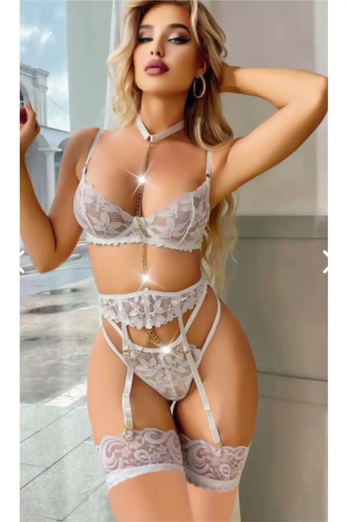 After Party Kadın Beyaz Dantel ve Zincir Detaylı Fantazi Gecelik Takımı Özellikleri ve Kullanım Alanları