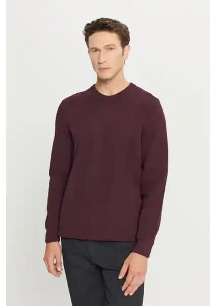 Altınyılz Classics Erkek Bordo-Lacivert Standart Fit Triko Kazak Günlük ve Şık Kullanım İçin