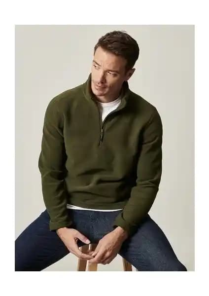 Altınyılz Classics Erkek Haki Anti-pilling Polar Sweatshirt Günlük ve Spor Kullanım İçin