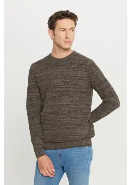 Altınyılz Classics Erkek Kahverengi-Bej Desenli Triko Kazak Günlük ve Şık Kullanım İçin